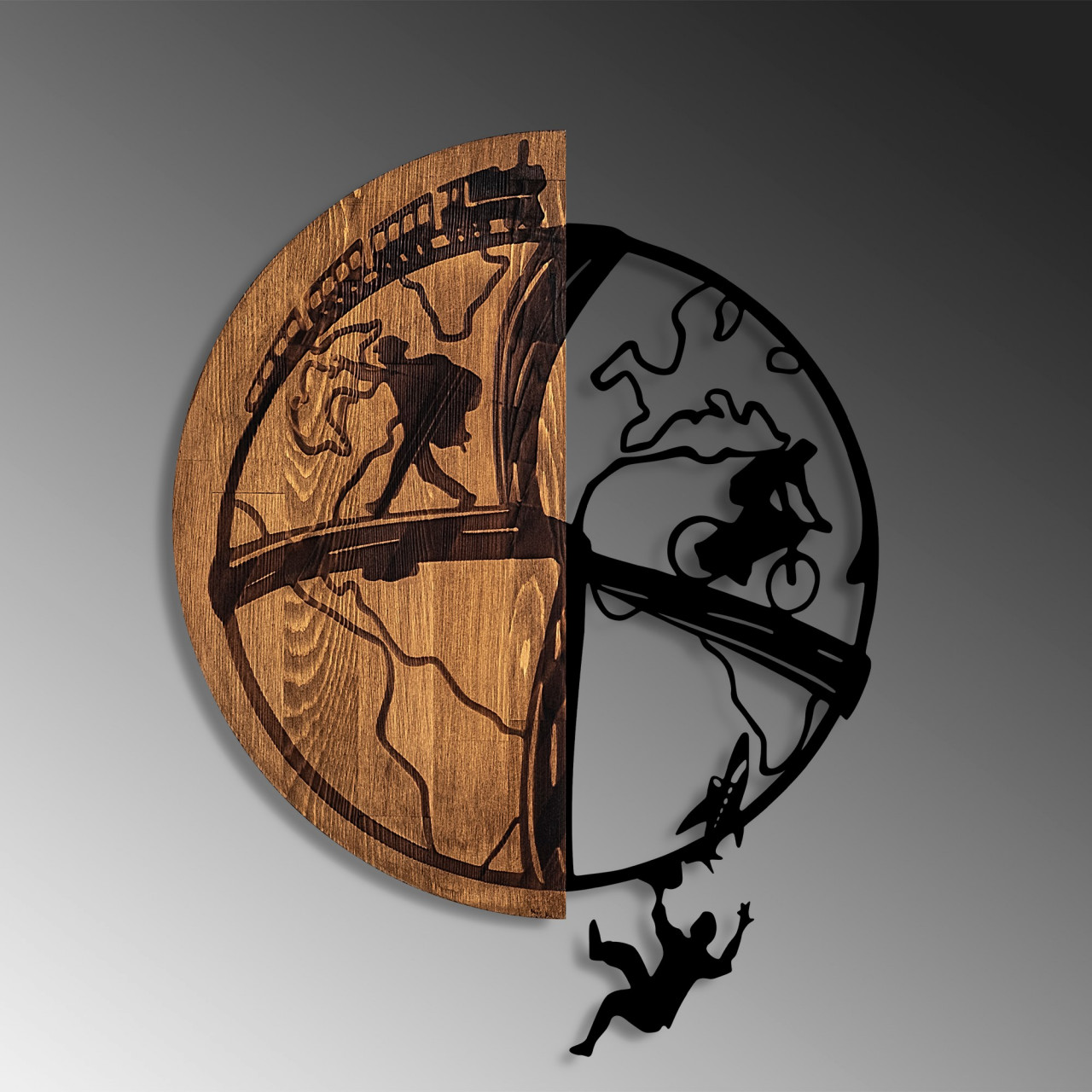 Poze Accesoriu decorativ de perete din lemn Globetrotting