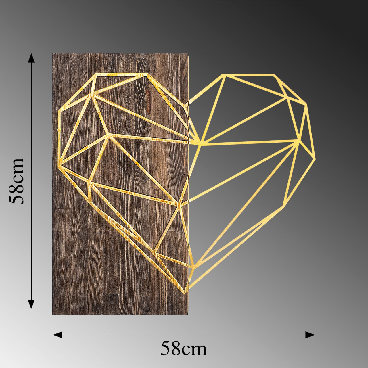 Poze Accesoriu decorativ de perete din lemn Heart auriu
