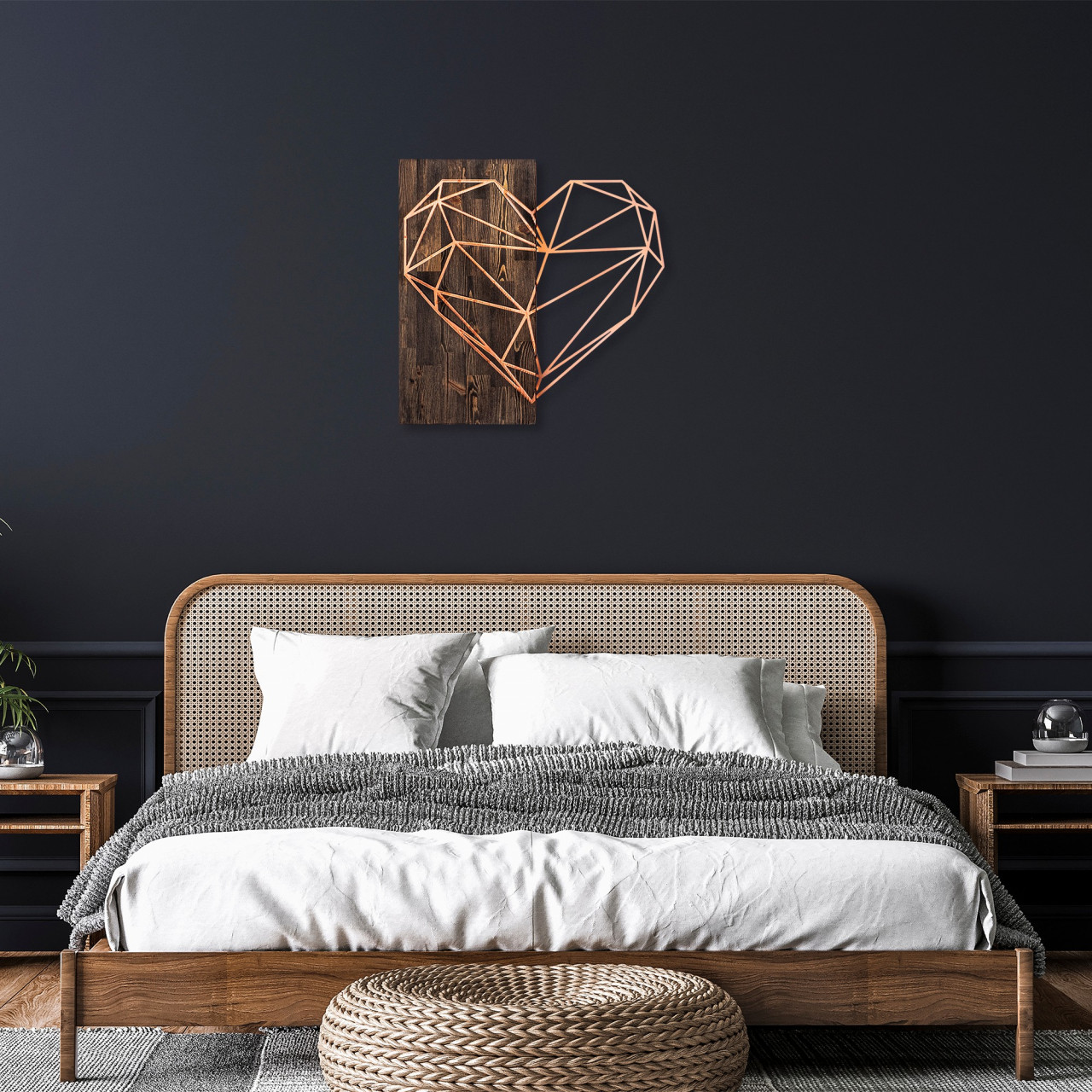 Poze Accesoriu decorativ de perete din lemn Heart - Copper