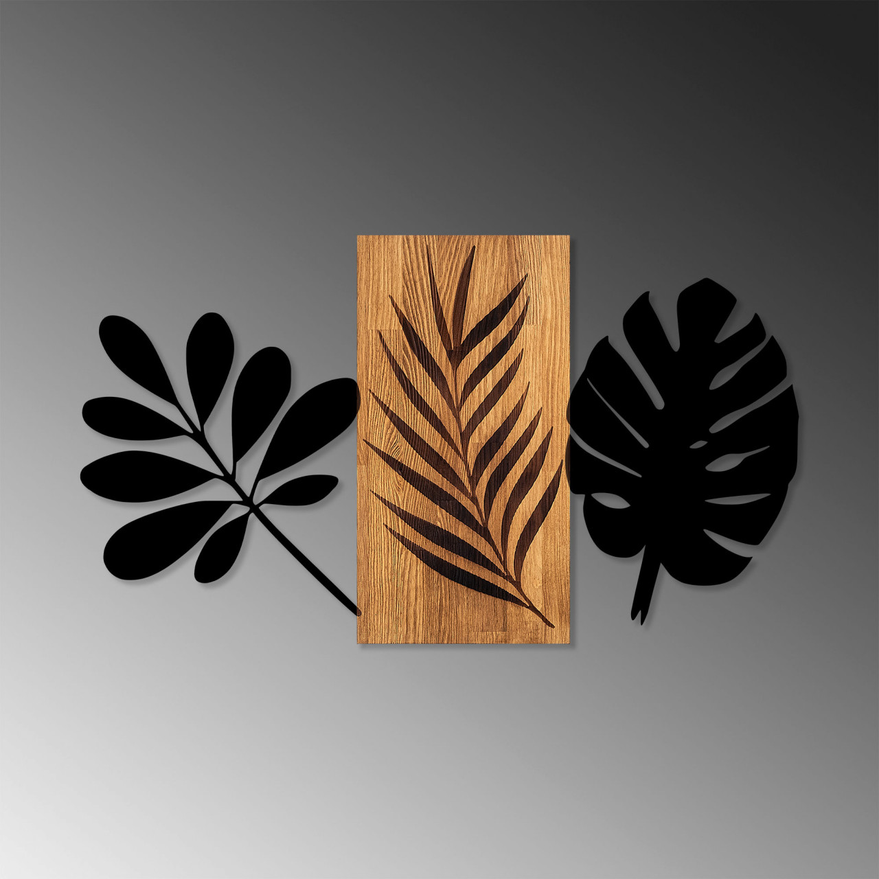 Poze Accesoriu decorativ de perete din lemn Leaves 3