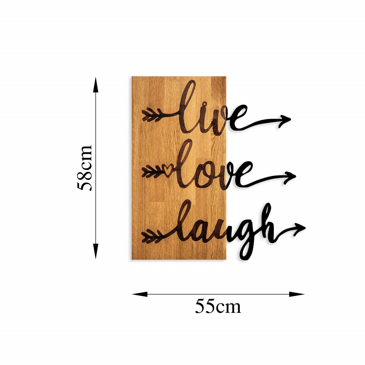 Poze Accesoriu decorativ de perete din lemn Live Love Laugh - 369