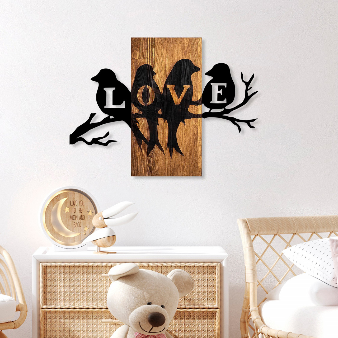 Poze Accesoriu decorativ de perete din lemn Love birds