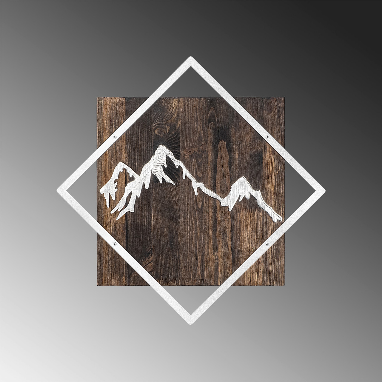 Poze Accesoriu decorativ de perete din lemn Mountain argintiu