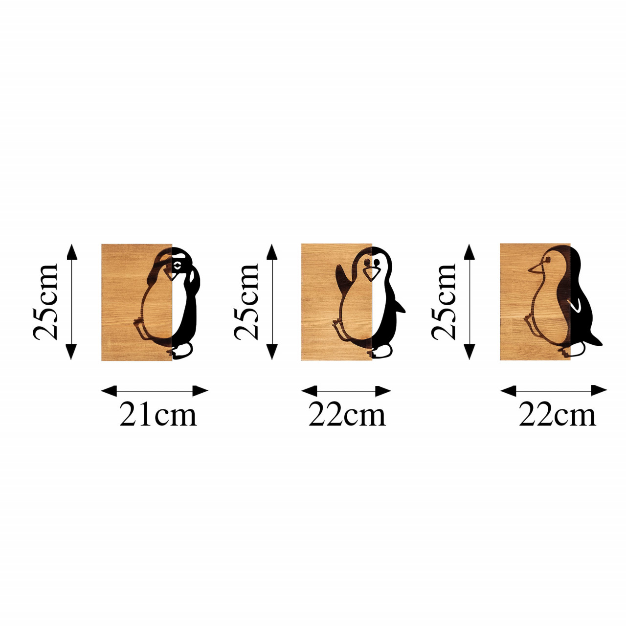 Poze Accesoriu decorativ de perete din lemn Penguins - 336