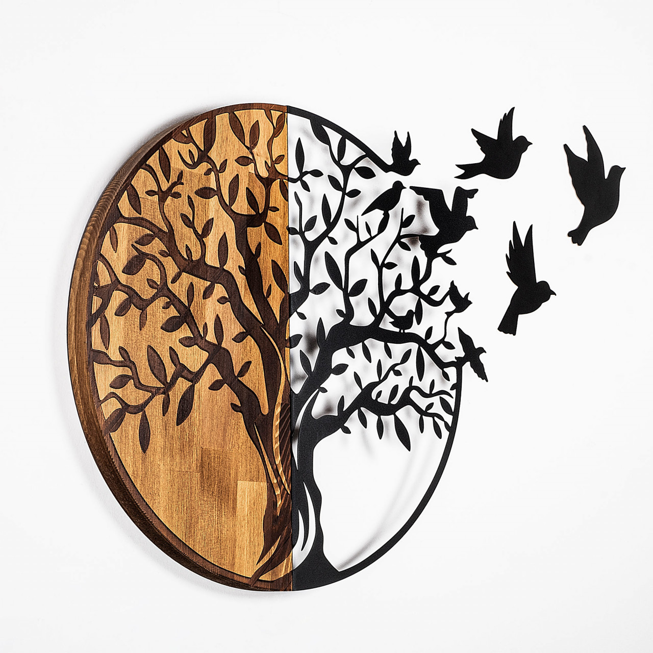 Poze Accesoriu decorativ de perete din lemn Tree And Birds - 322