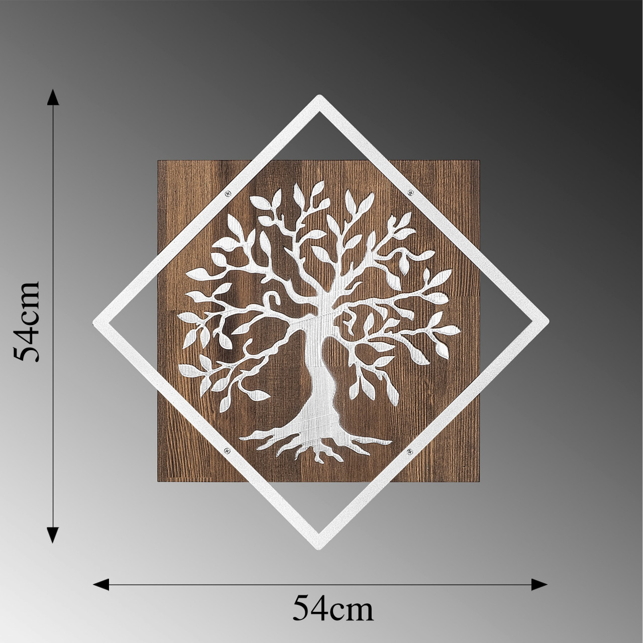 Poze Accesoriu decorativ de perete din lemn Tree v2 argintiu