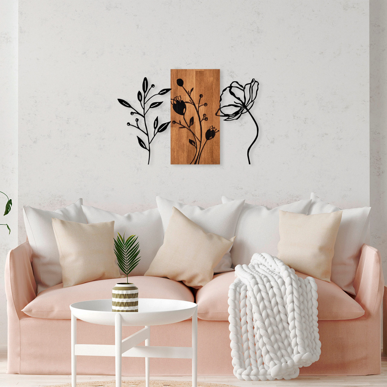 Poze Accesoriu decorativ de perete din lemn Triple Flowers - 383