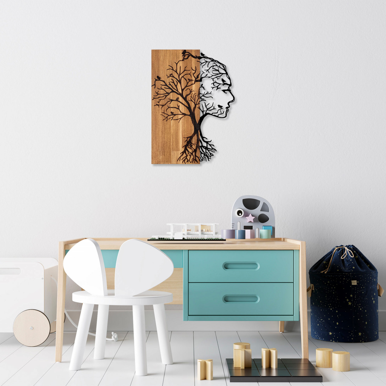 Poze Accesoriu decorativ de perete din lemn Woman Face