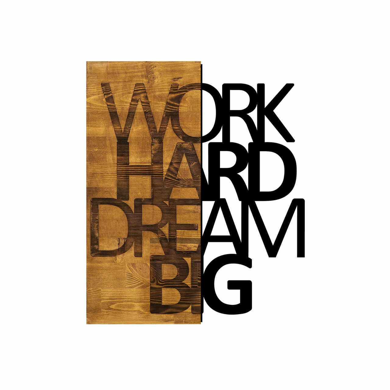 Poze Accesoriu decorativ de perete din lemn Work Hard Dream Big