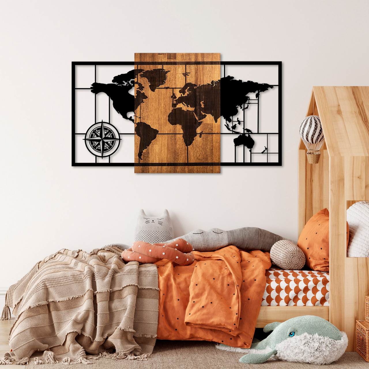 Poze Accesoriu decorativ de perete din lemn World Map 1-L