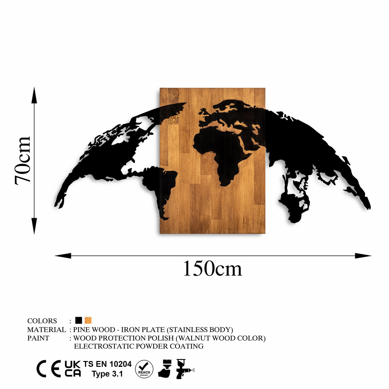 Poze Accesoriu decorativ de perete din lemn World map 20