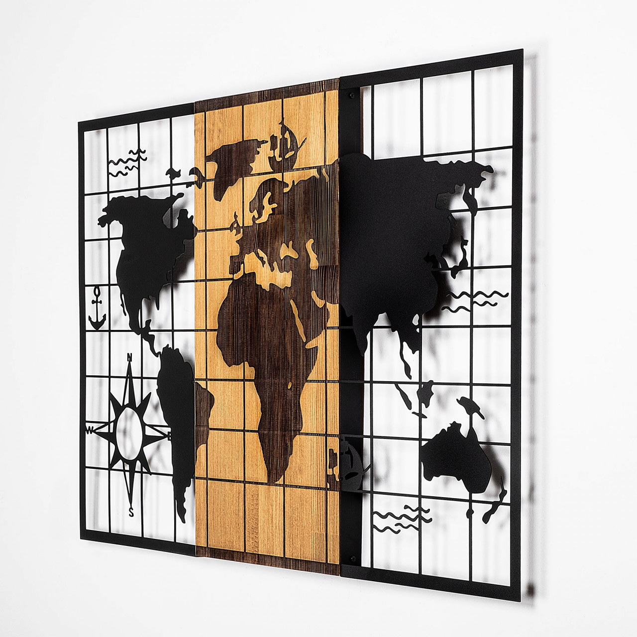 Poze Accesoriu decorativ de perete din lemn World Map - 325