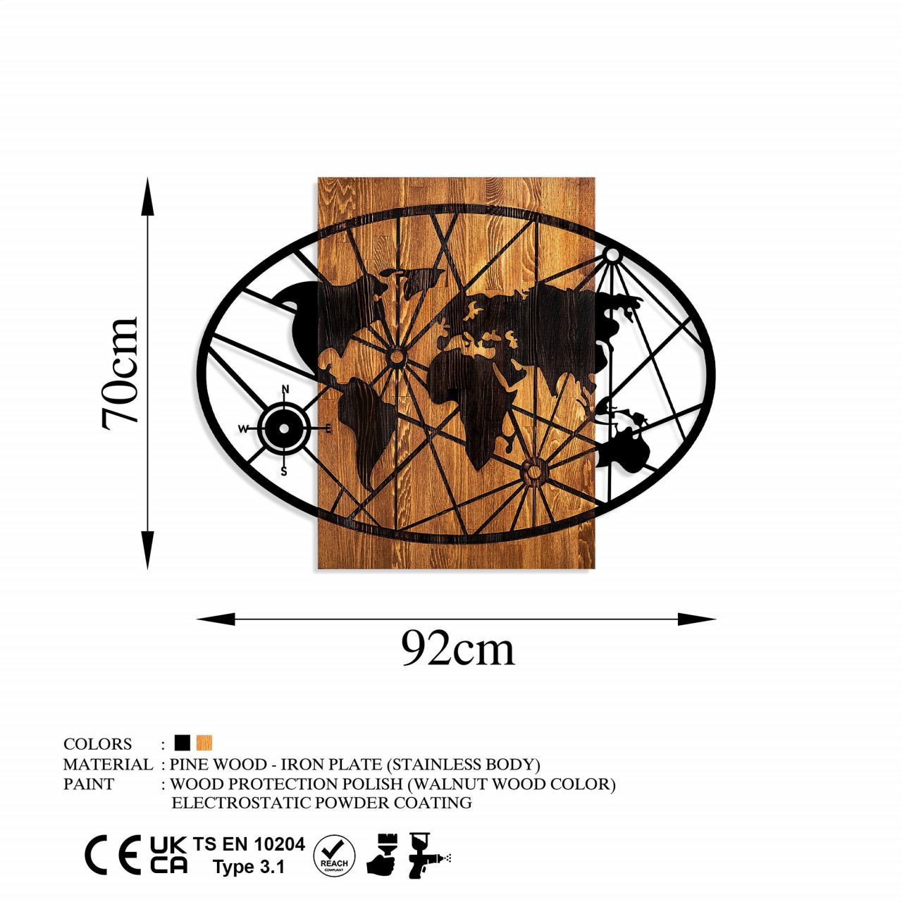 Poze Accesoriu decorativ de perete din lemn World Map 4-L