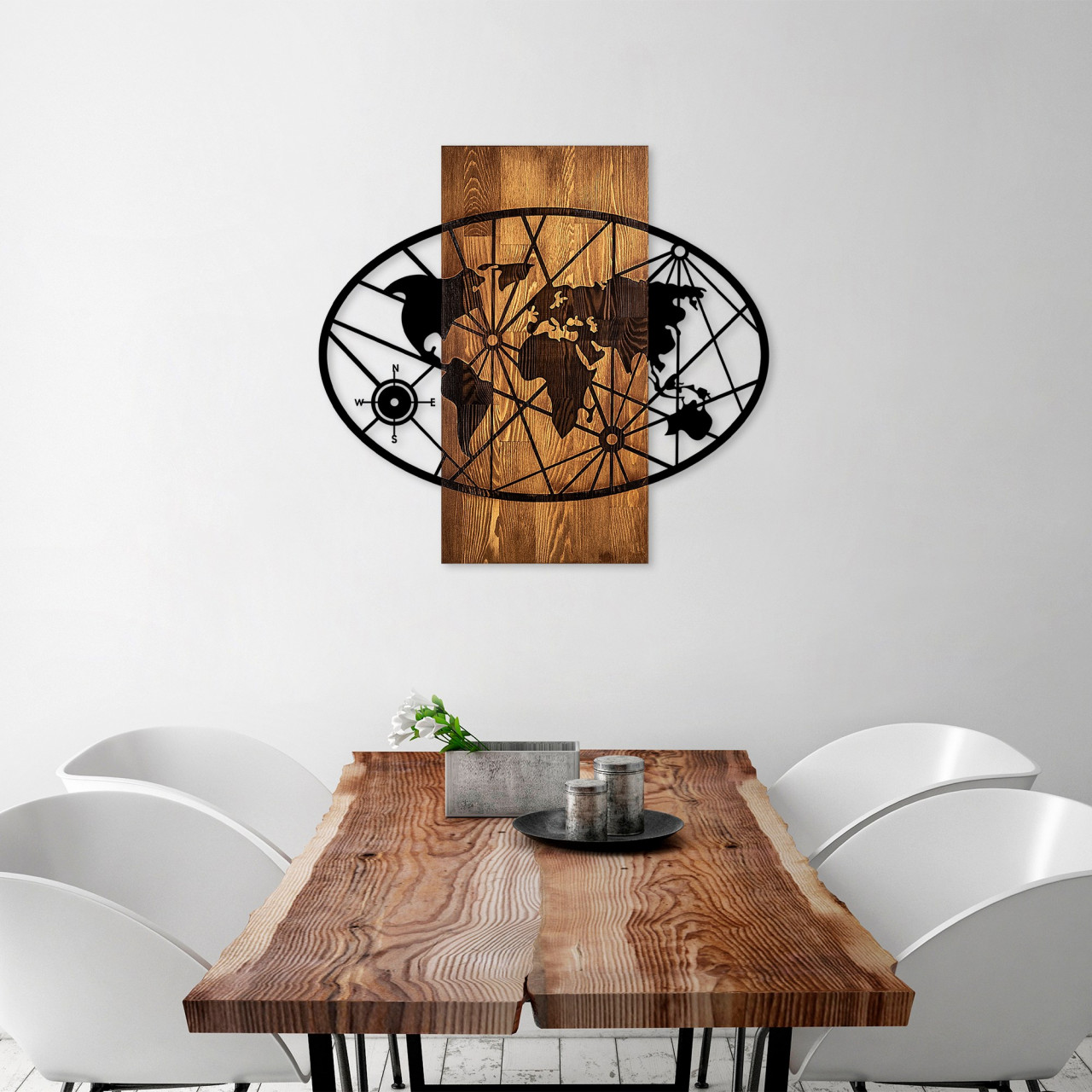 Poze Accesoriu decorativ de perete din lemn World Map 4-M