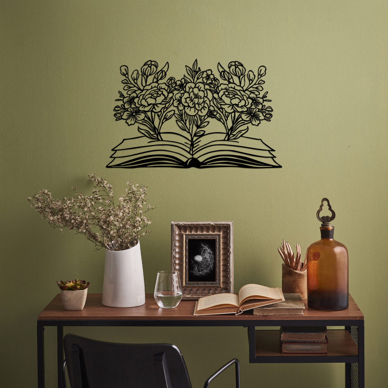Poze Accesoriu decorativ de perete metalic Flower Book - 497