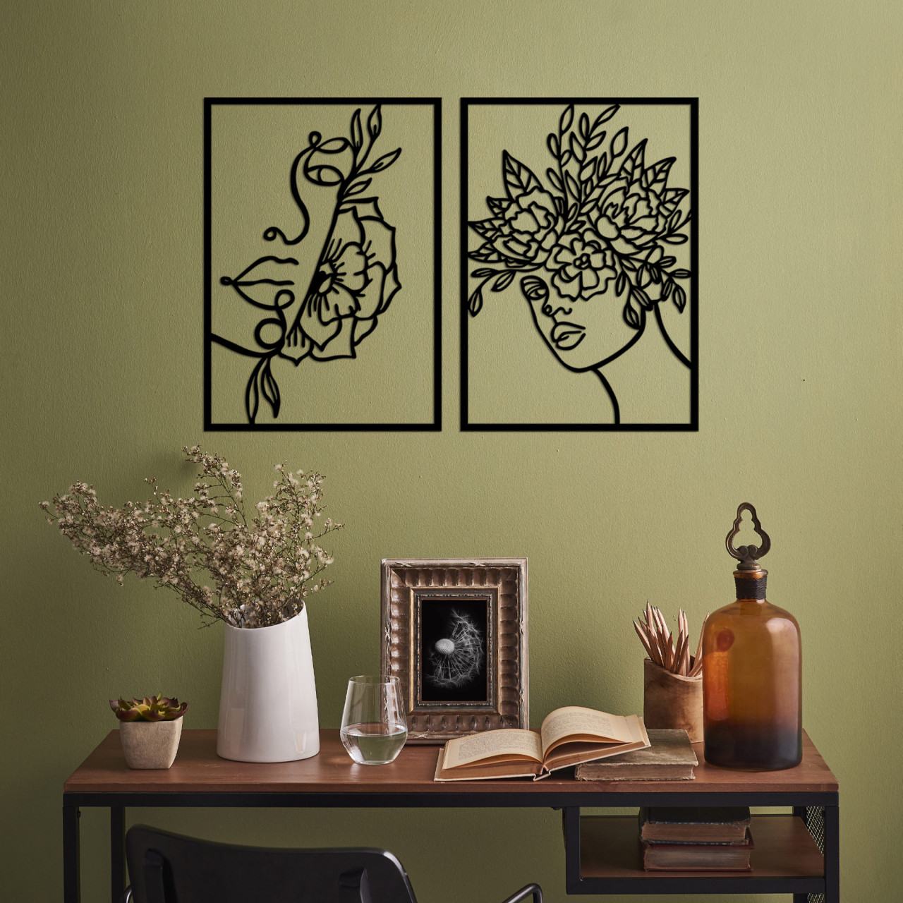 Poze Accesoriu decorativ de perete metalic Flower Woman - 511