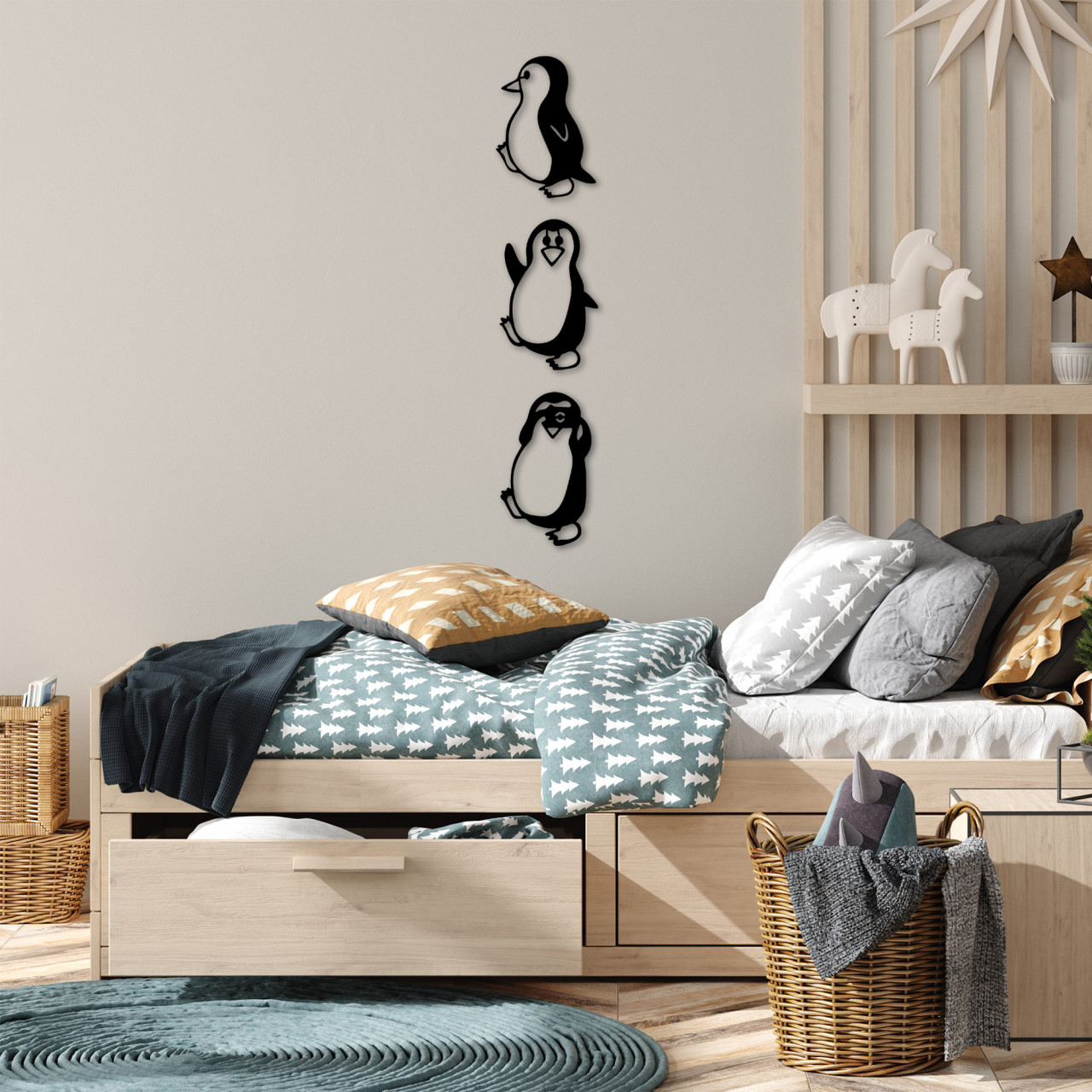 Poze Accesoriu decorativ de perete metalic Penguins - 297