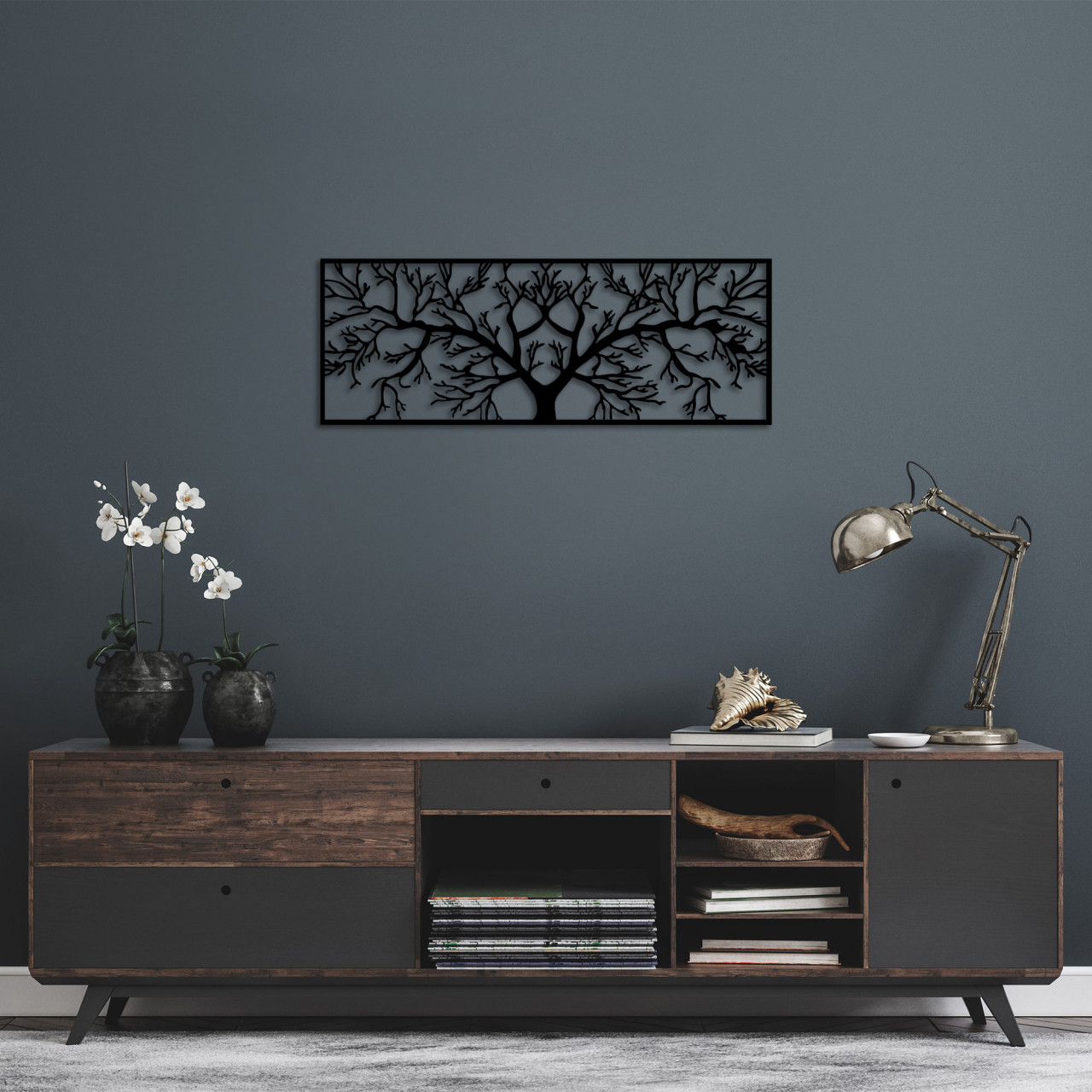 Poze Accesoriu decorativ de perete metalic Tree - 268