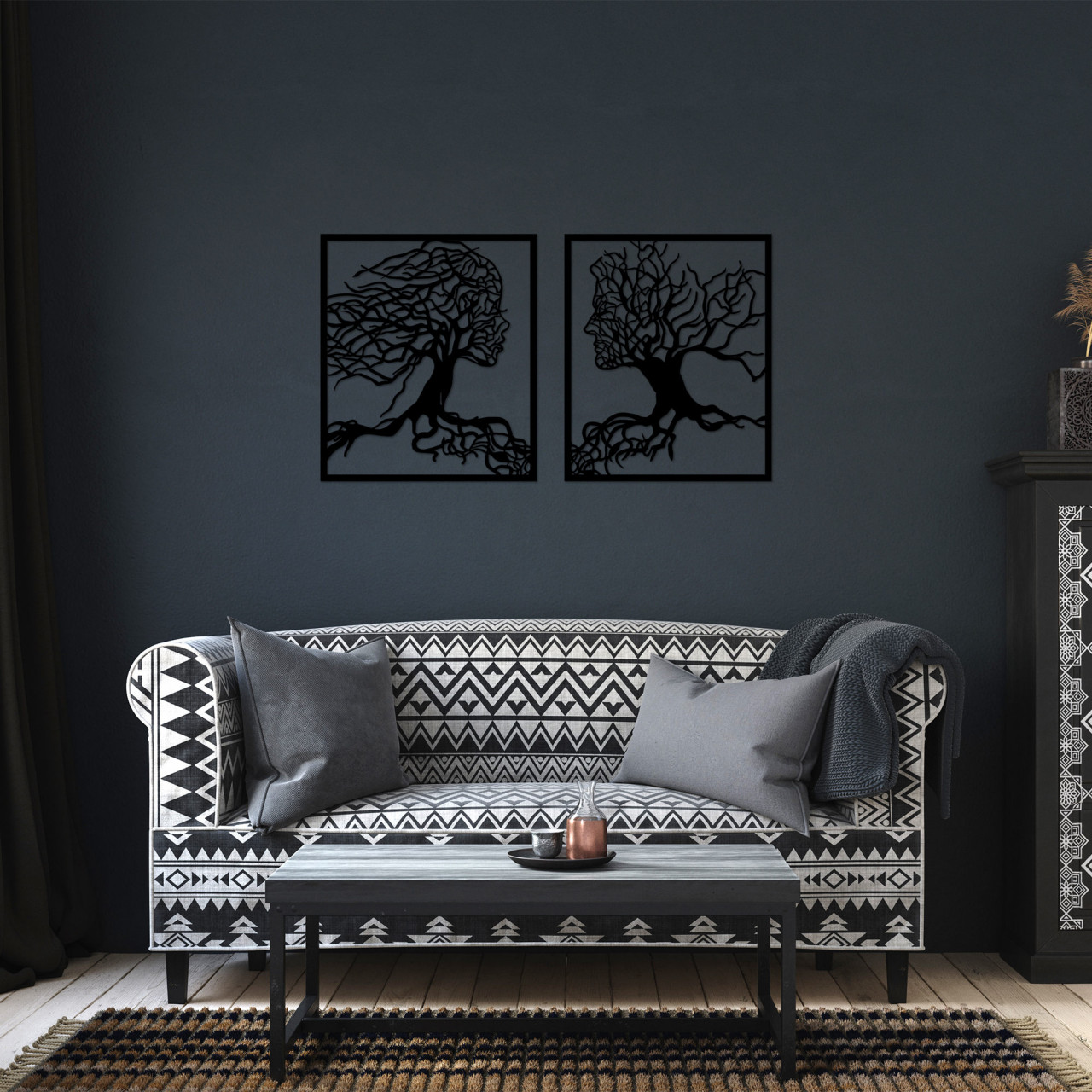 Poze Accesoriu decorativ de perete metalic Tree Man And Woman - 324