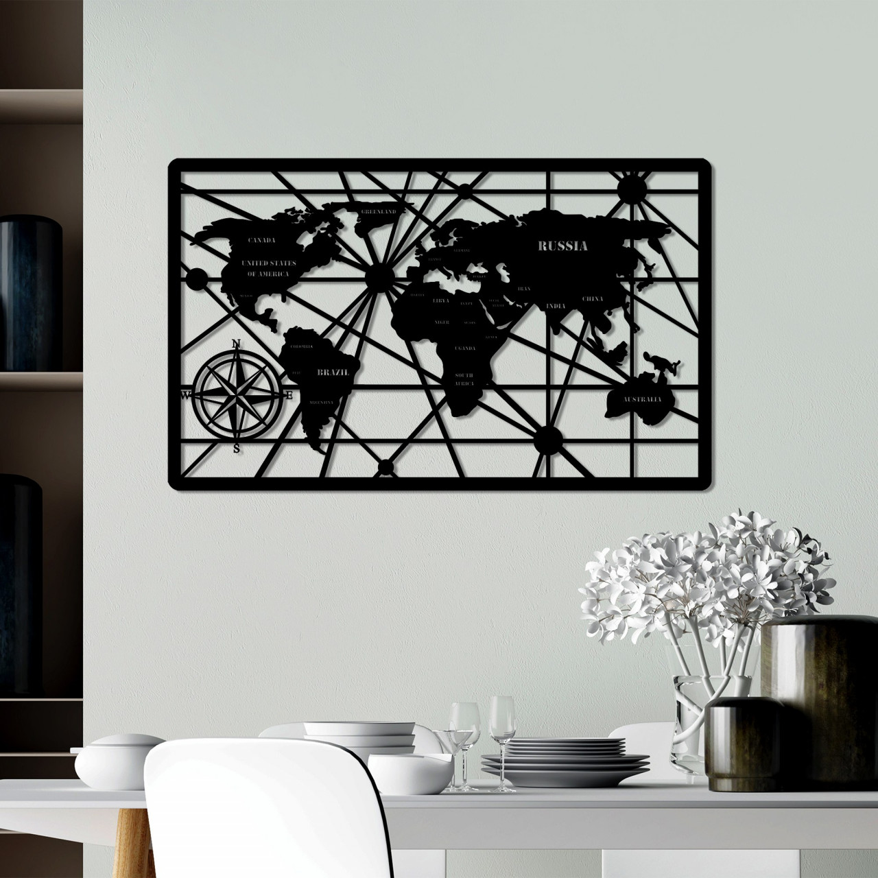 Poze Accesoriu decorativ de perete metalic World Map 7-M