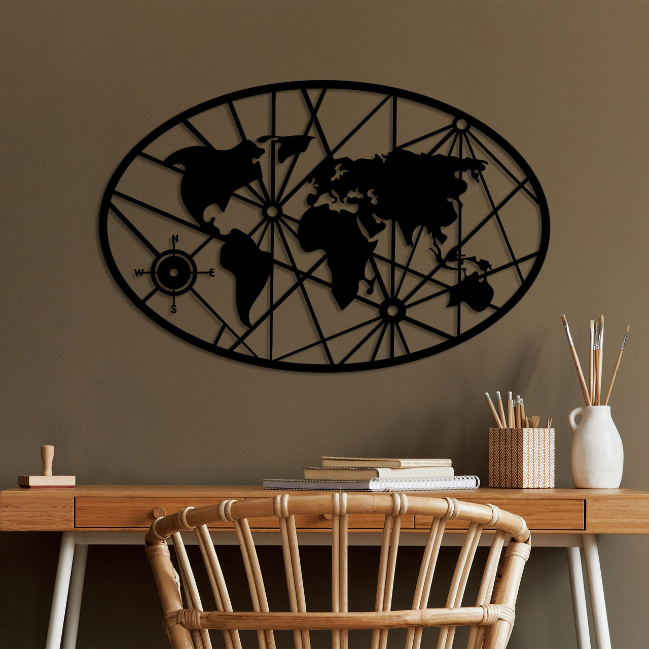 Poze Accesoriu decorativ de perete metalic World Map 8-L v2