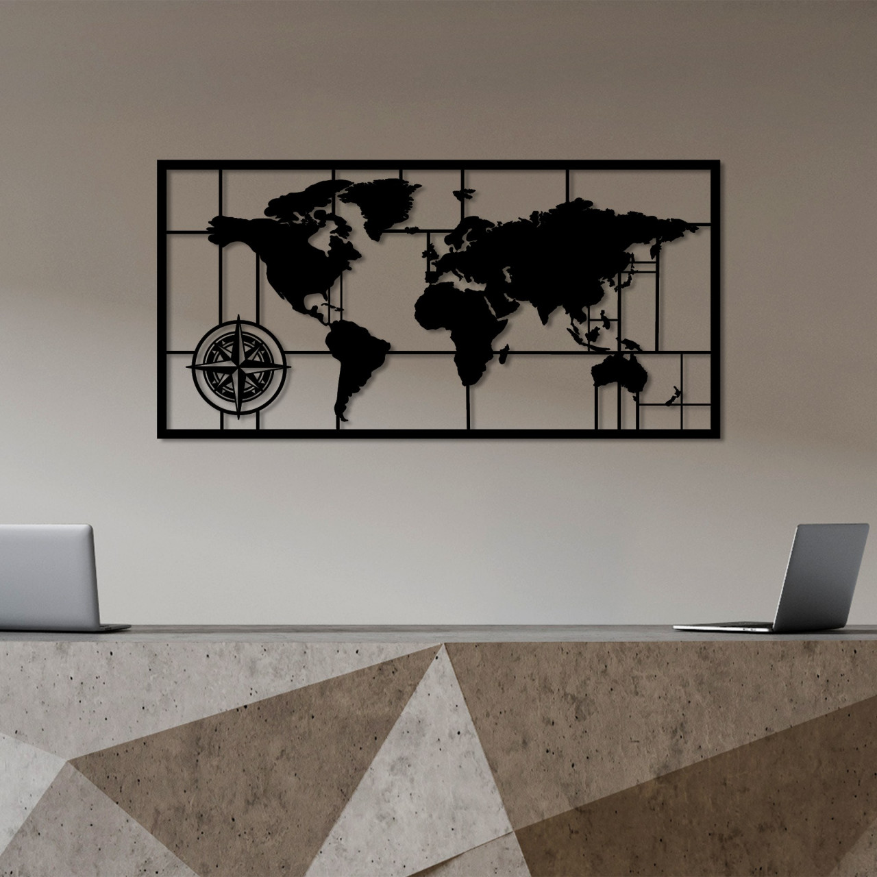 Poze Accesoriu decorativ de perete metalic World Map 9-L
