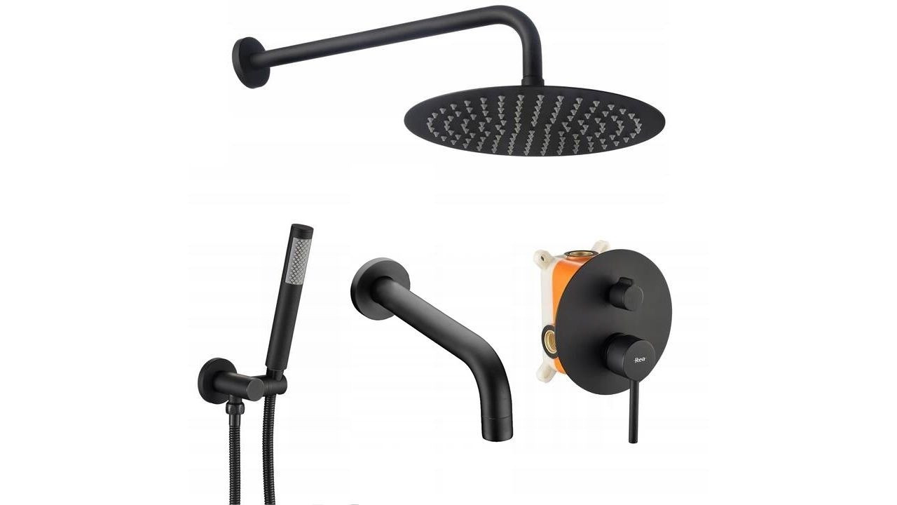 Poze Baterie pentru dus Lungo negru mat