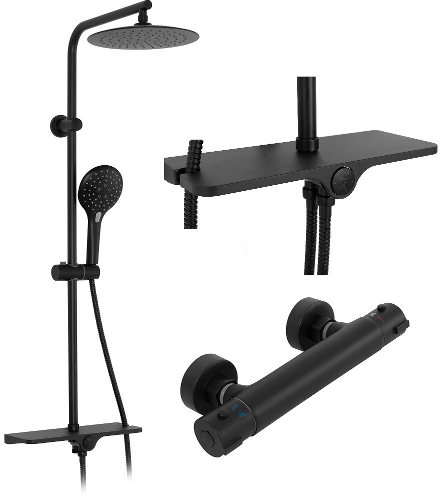 Poze Baterie pentru dus Mike negru mat - H 98,5 cm