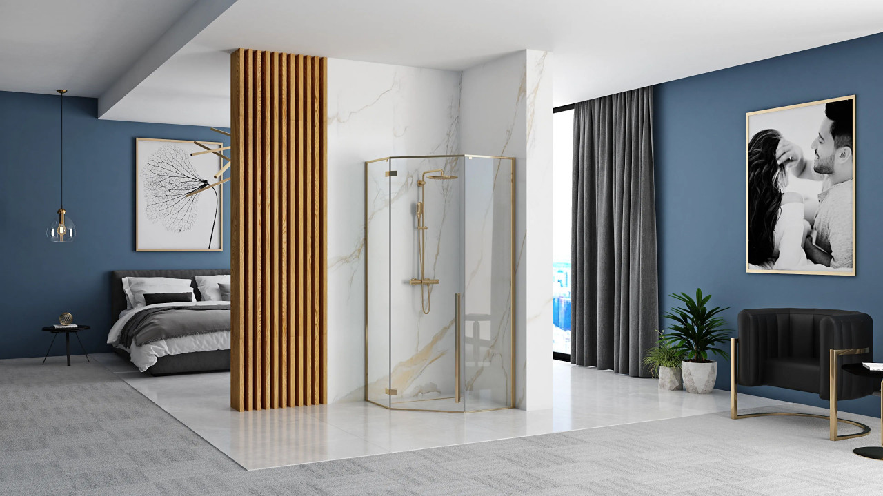 Poze Cabina de dus Diamond aurie 100x100