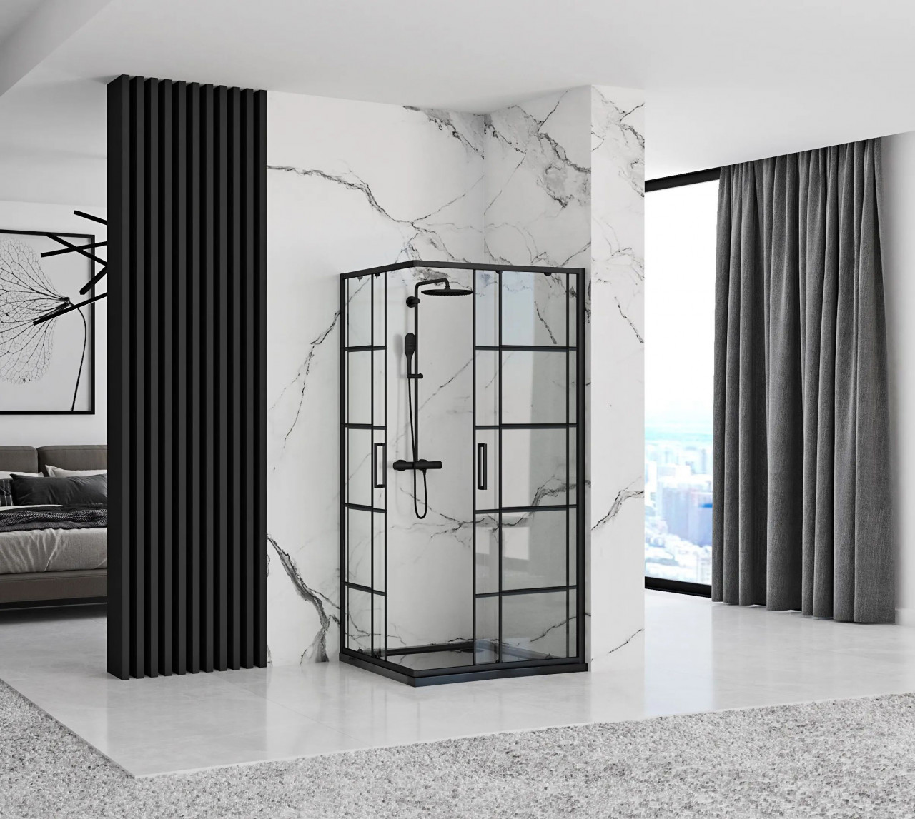 Poze Cabina dus Concept negru – 80x80 cm