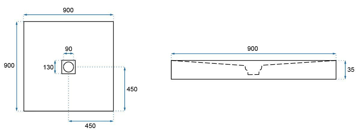 Poze Cadita pentru dus Rock gri – L90 x l90cm