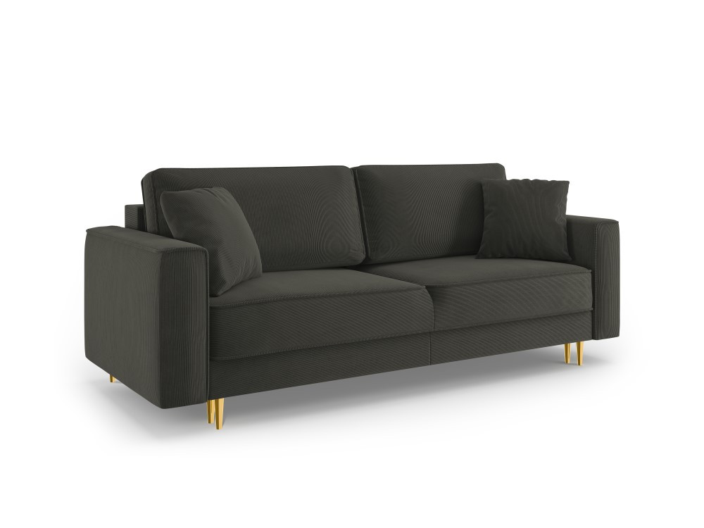Poze Canapea Fano 3 locuri velvet/picioare gold – L233 x l102 x h89 cm