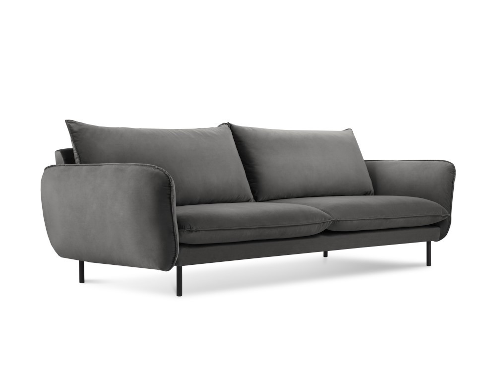 Poze Canapea tapitata Vienna 3 locuri catifea/picioare negre – L200 x l92 x h95