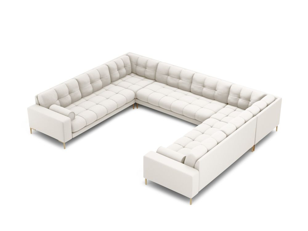 Poze Coltar 9 locuri Bali tapitat/picioare gold – L327 x l256 x h75