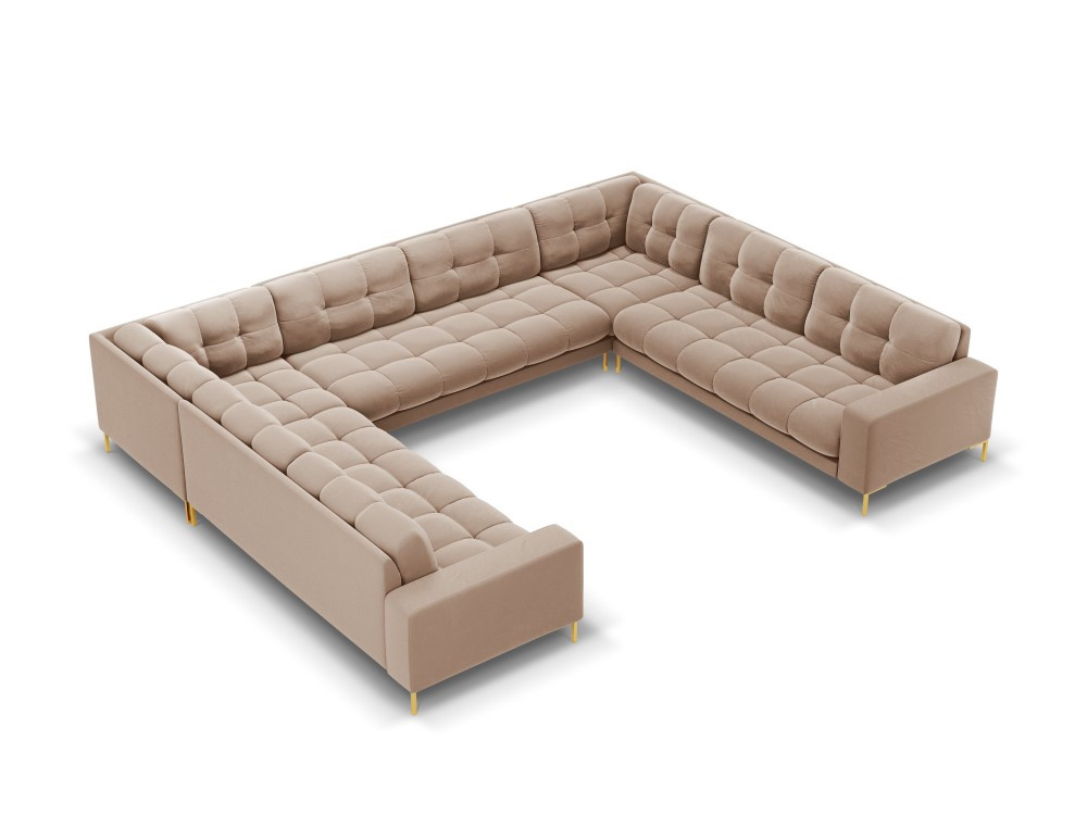 Poze Coltar 9 locuri Bali velvet/picioare gold – L327 x l256 x h75