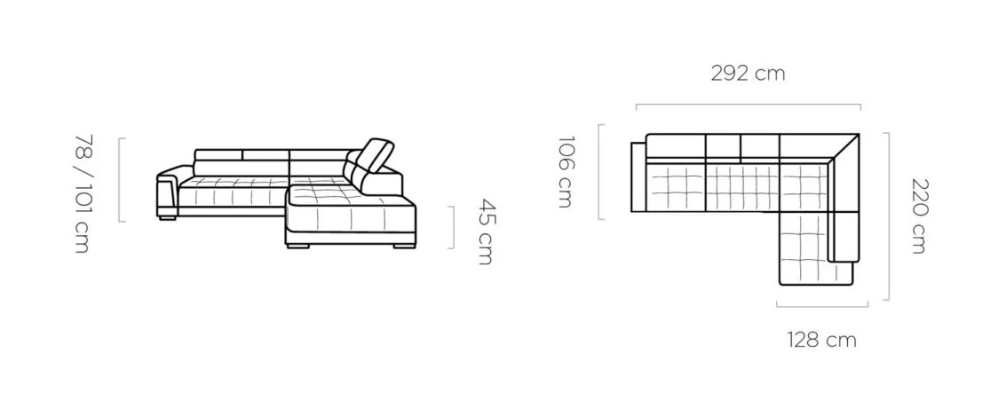 Poze Coltar cu reglaj electric Campo L – L292 x l220 x h101 cm