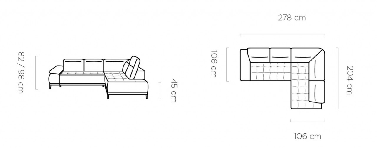 Poze Coltar cu reglaj electric Focus L – L278 x l204 x h98 cm