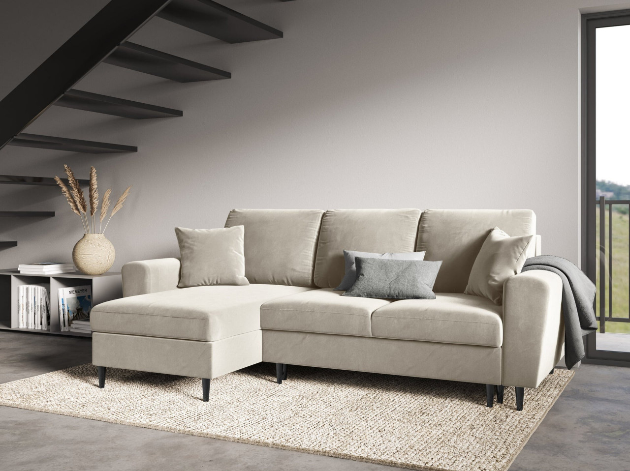 Poze Coltar extensibil 4 locuri Moghan catifea L241 cm