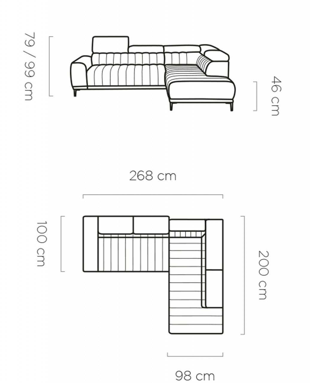 Poze Coltar extensibil Caldo L - L268 x l200 x h99 cm