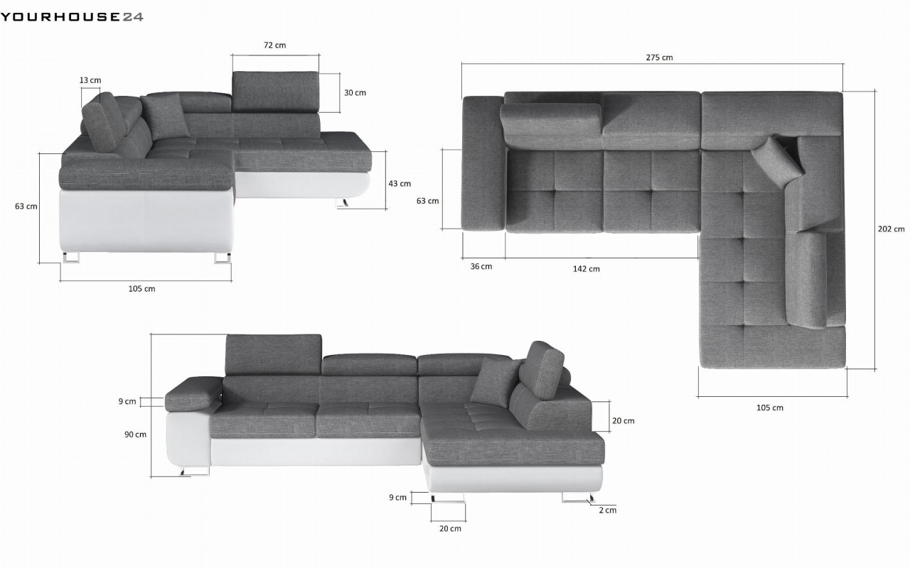 Poze Coltar living extensibil Anton – L275 x l202 x h70 cm
