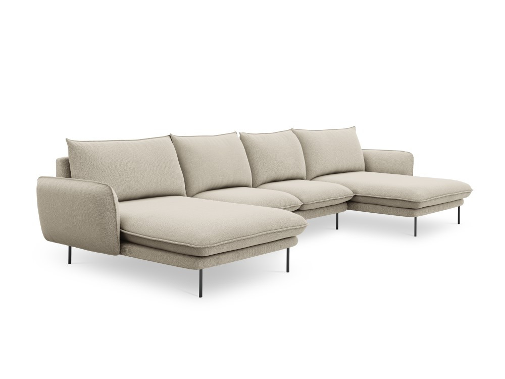 Poze Coltar tapitat Vienna 6 locuri picioare negru – L350 x l170 x h95