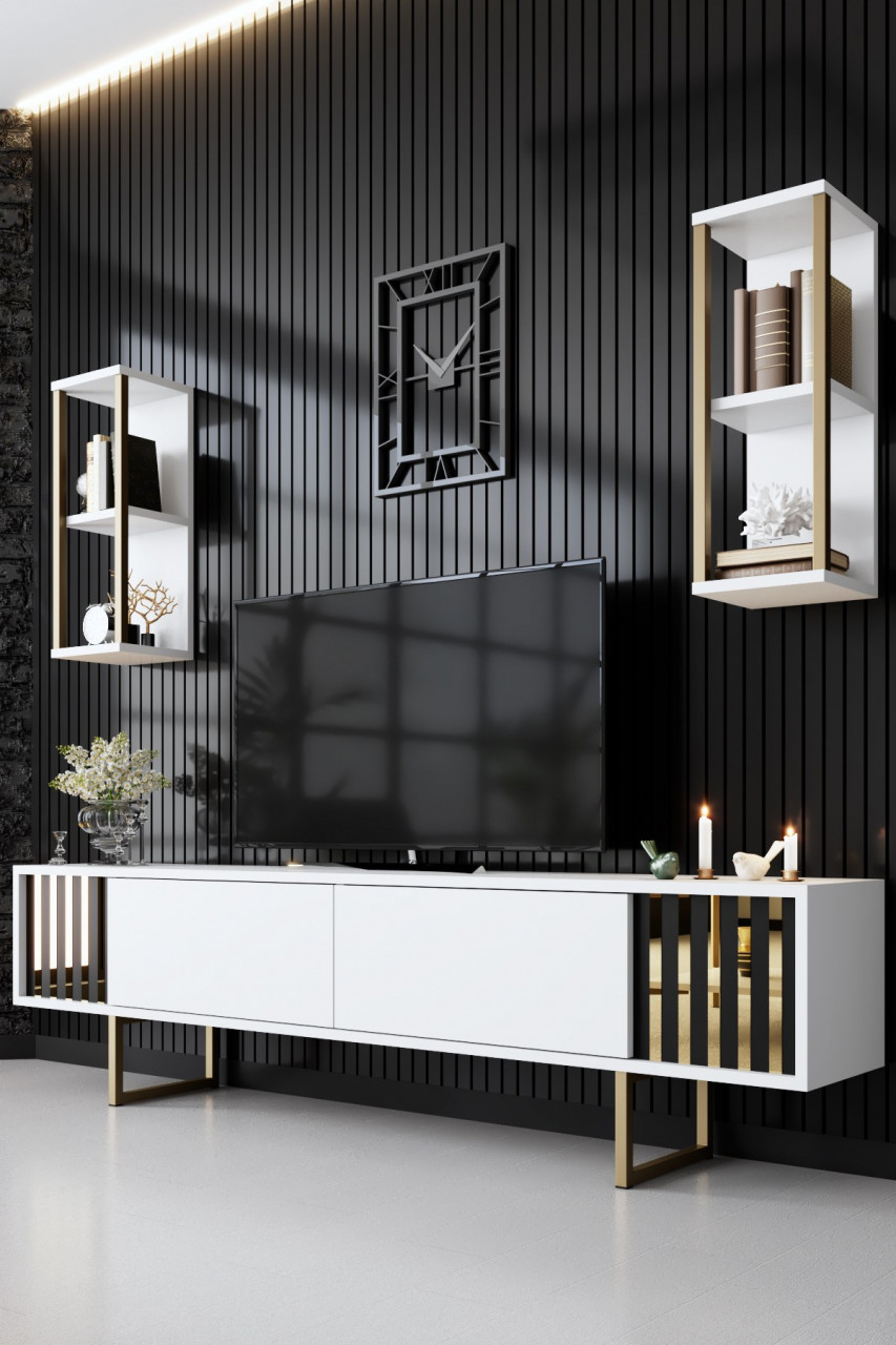 Poze Comoda TV Gold Line alb/negru