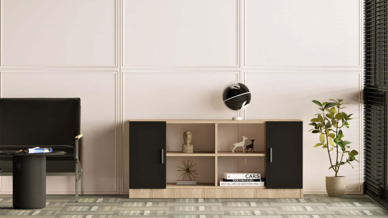 Poze Comoda TV Vario F stejar/negru L139,8 cm - 61,8 cm