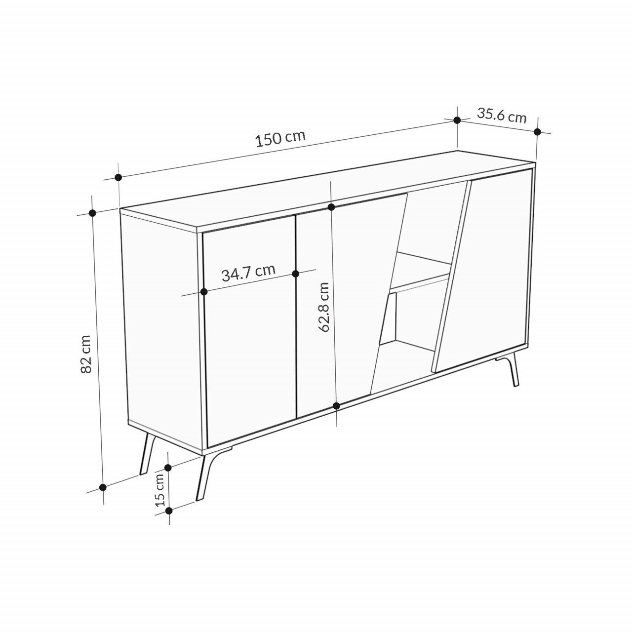Poze Consola Fione 150 stejar/alb L150 cm - H82 cm