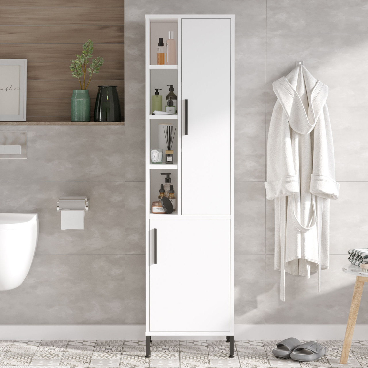Poze Dulap MDF baie VI2-W alb L45 cm - H173,6 cm