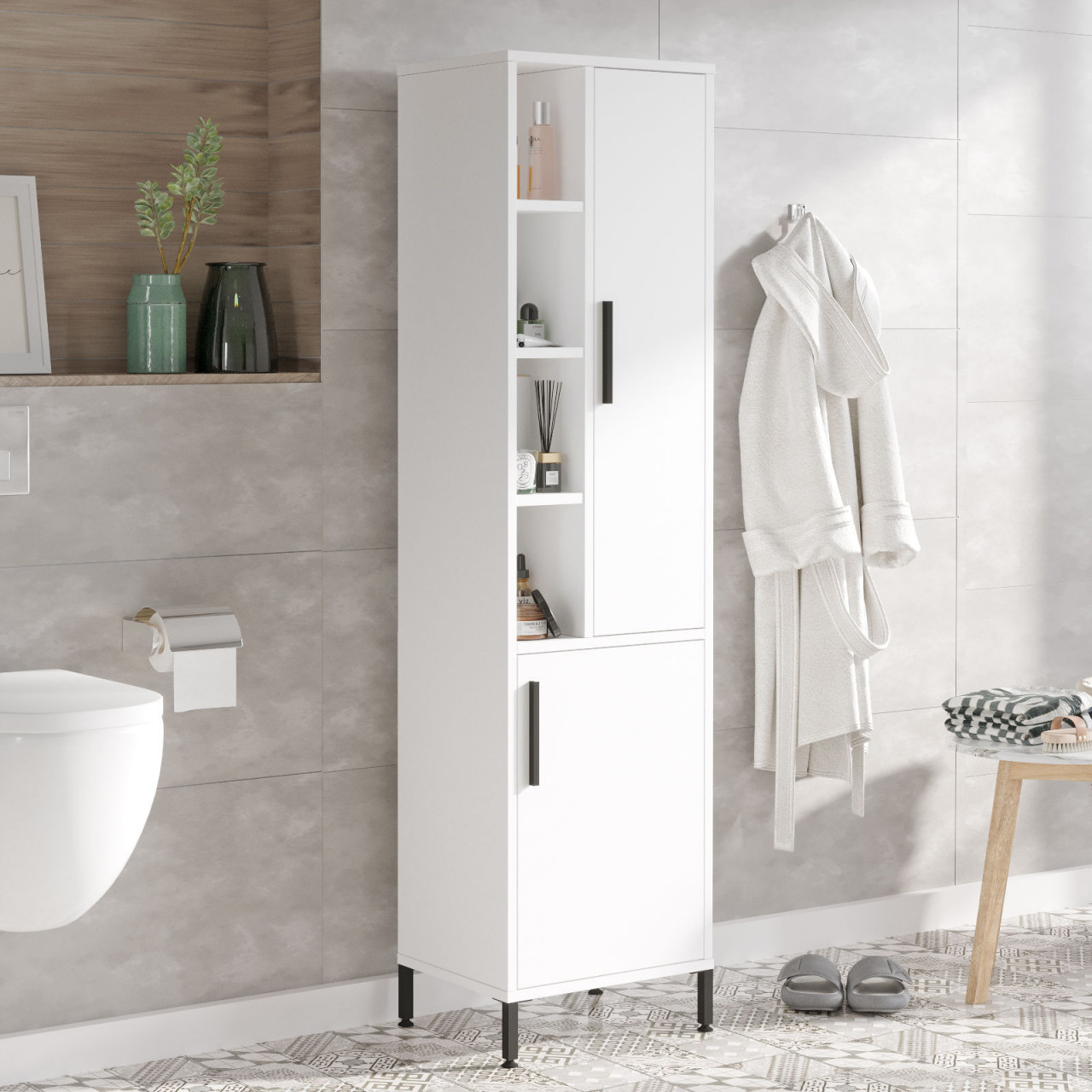 Poze Dulap MDF baie VI2-W alb L45 cm - H173,6 cm