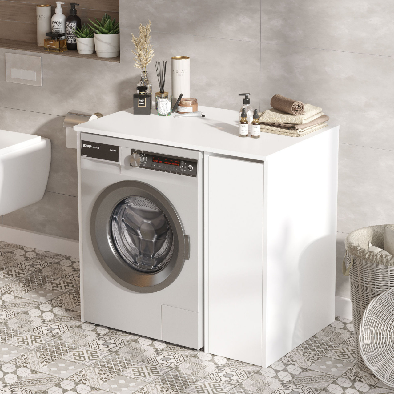 Poze Dulap MDF de baie SA1-W alb L93,5 cm - H88,3 cm
