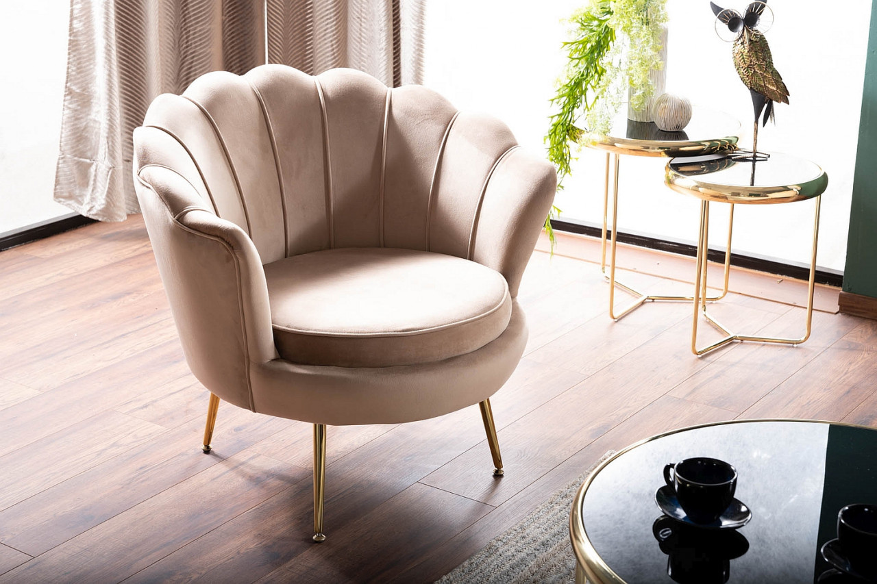 Poze Fotoliu Camellia 1 velvet bej Blu28/auriu