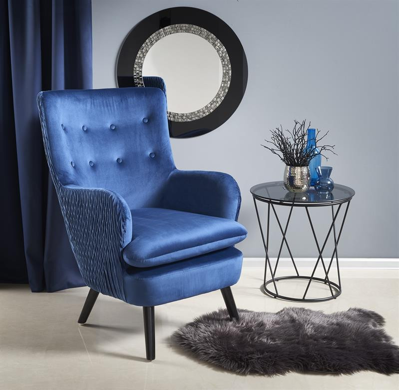 Poze Fotoliu tapitat Ravel Velvet albastru – H100 cm