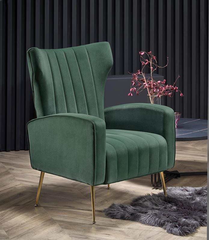 Poze Fotoliu tapitat Vario velvet verde/gold – H 100 cm